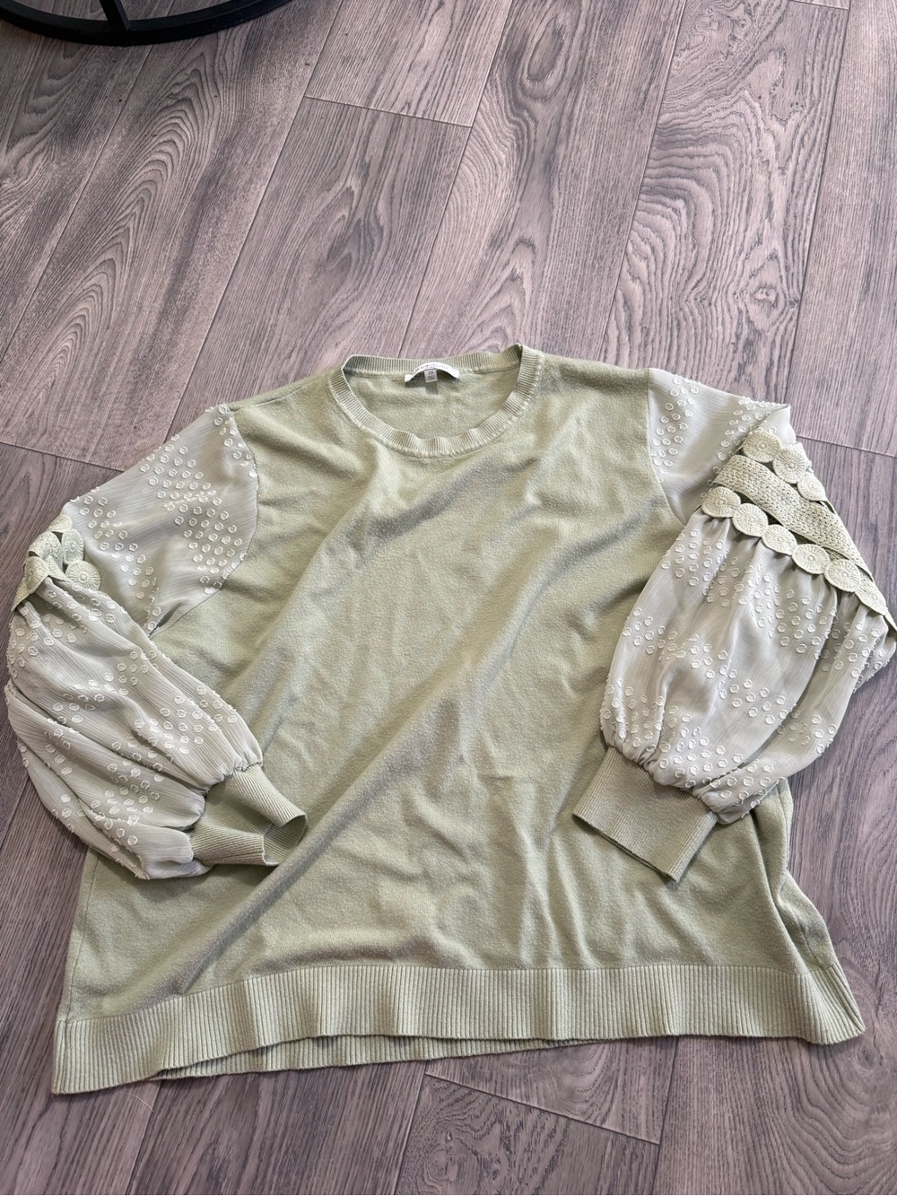 Sage Green Puff Sleeve Sweater 2X
